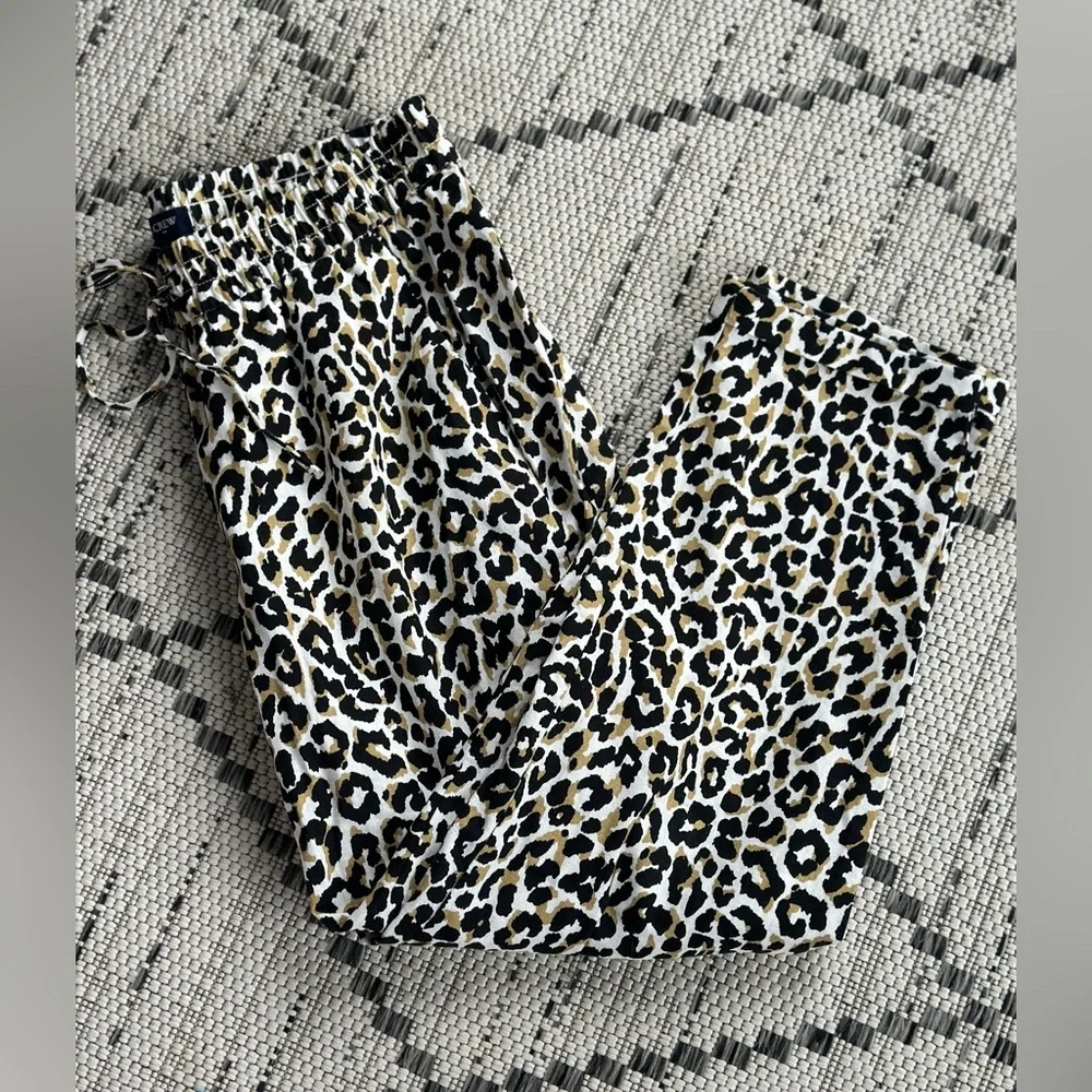 NWOT J Crew Linen Pant Leopard Size 6 - Picture 2 of 4